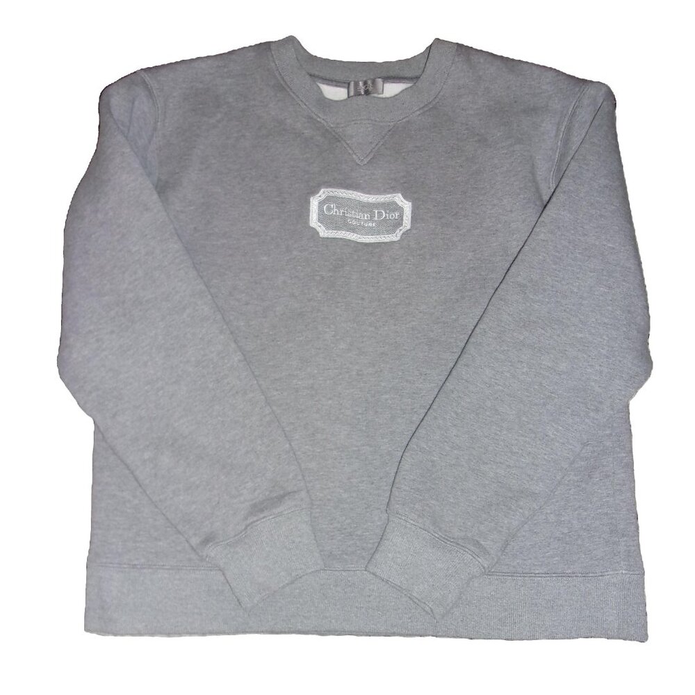 Christian DIOR Gray Embroidered Sweatshirt Italy